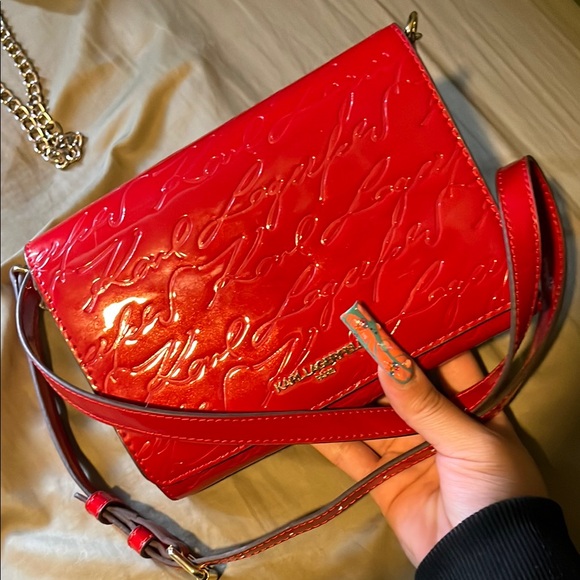 Karl Lagerfeld Red Crossbody Bag with Embossed Design - Picture 3 of 3